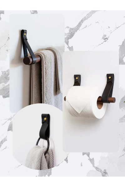 THE SIMPLE STYLE طقم حمام من 3 قطع من الجلد الصناعي