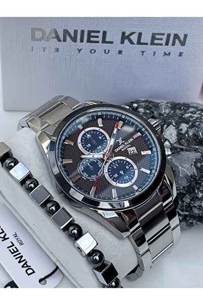 Daniel Klein Silver Color Steel Men's Wristwatch All Functions Active Watch with Bracelet Gift Father's Day