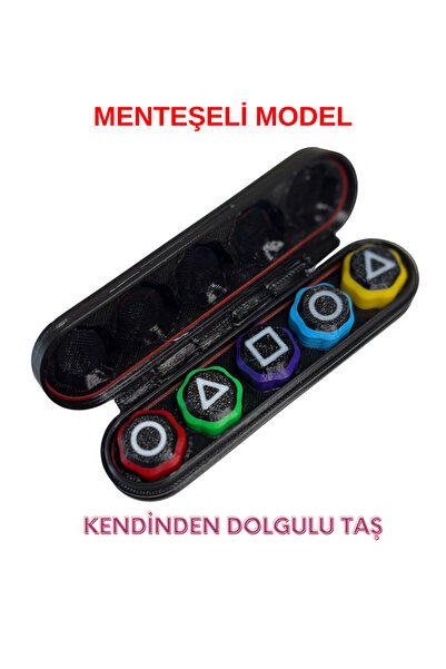 SOFT Squid Game 5 Taş Gonggi Oyunu (Menteşeli Model) Kendinden Dolgulu Taş