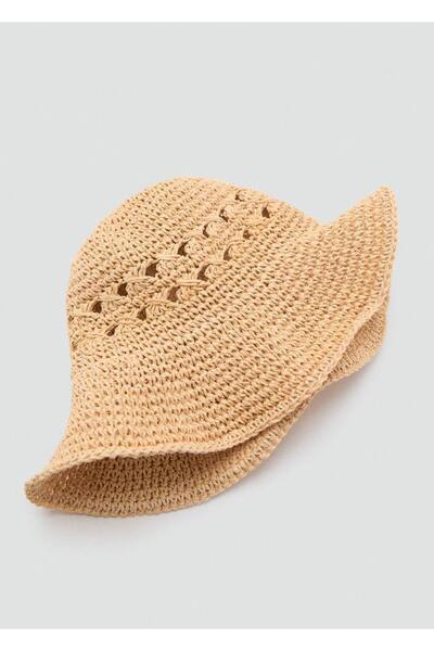 MANGO Woman Natural Fiber Hat with Openwork Details