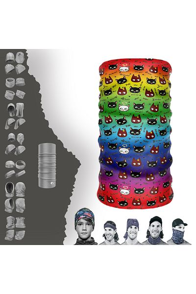 DeBuff Collar Cute Cattwo Buff Baf Seamless Tube Neck Collar Bandana