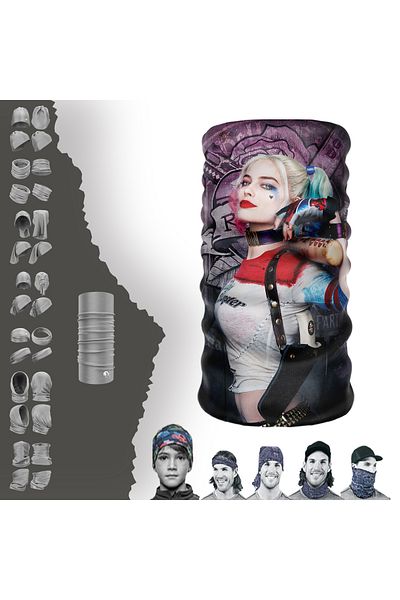 DeBuff Collar Harley Quin Two Buff Baf Seamless Tube Neck Collar Bandana