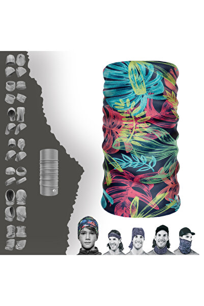 e-Taktik Цветна лента за врата с мотив на листа, безшевна, тип бандана