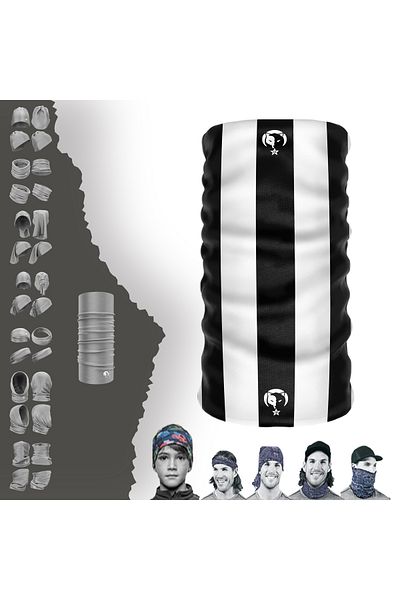 e-Taktik Black and White - Tube Neck Collar Baf Mask and Headband