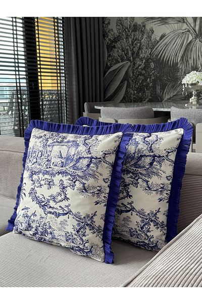Skhome Husă de pernă decorativă cu franjuri pentru țărănești cu două fețe 1 bucată 43x43 (SK-K10)