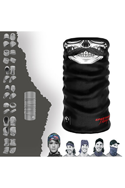 e-Taktik Skull Mustache Motocycles Moustached Skull Buff Baf Mask سلس أنبوب طوق الرقبة باندانا