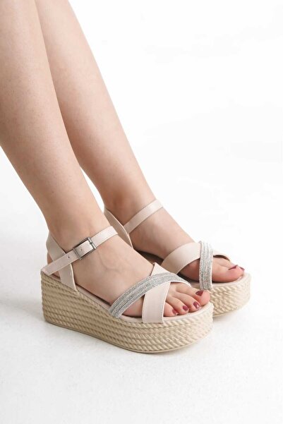 MİSSJENY صندل بإبزيم حجري مفتوح من الخلف للاستخدام اليومي