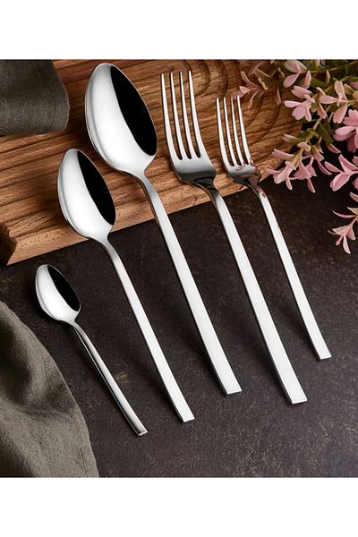NEHAN 60 Piece Natural Cutlery Set Flat Model 12 Pieces