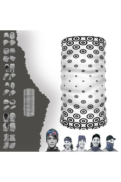 e-Taktik Black and White Geometric Patterned Seamless Tube Neck Collar Buff Buff Bandana Mask Bonnet Hair Band