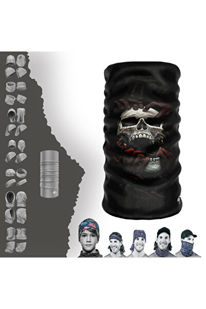 e-Taktik طوق الرقبة منقوشة على شكل جمجمة المدقع باندانا بوف باف