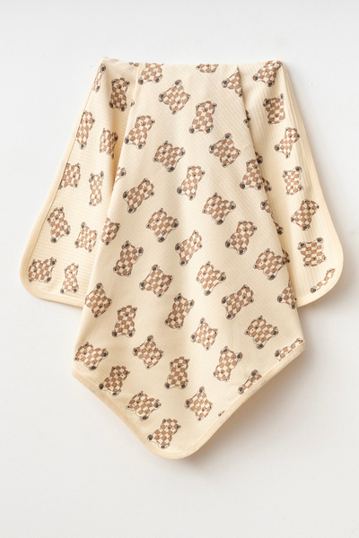yukobaby bebeğiniz için en doğalı Patterned Cute Bear Natural Cotton 80X90 cm...