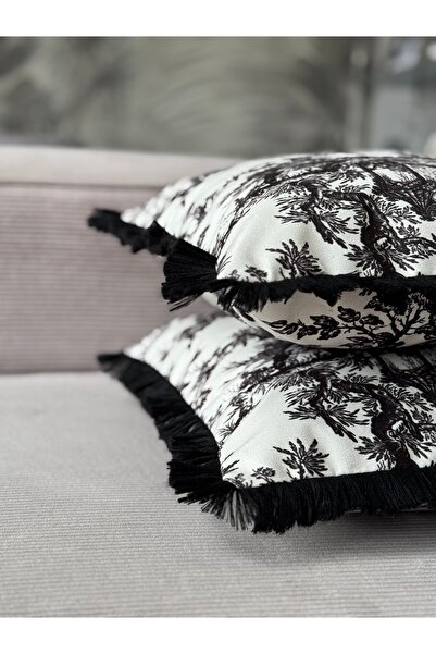 Skhome Çift Taraflı Köylüler Dekoratif Saçaklı Kırlent Kılıfı 1Adet 43x43(SK-K11)