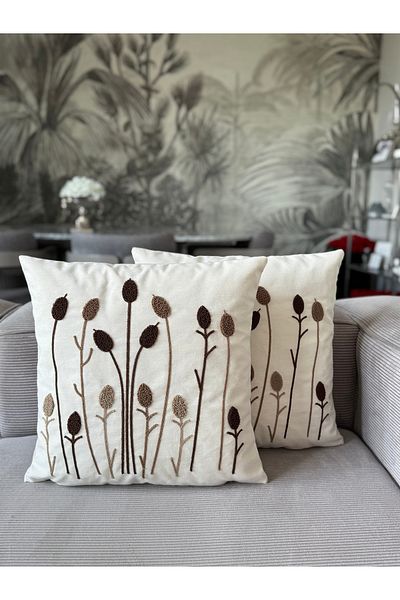 Skhome Калъфка за възглавница с бродерия Reed Punch, 1 брой, 43x43 см (PNC-118)