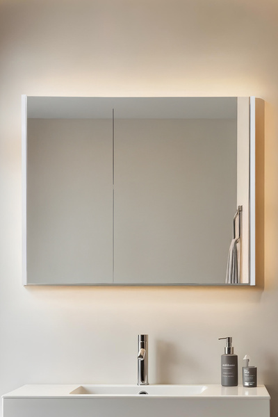 shop Aynalı Banyo Dolabı – Raflı Lavabo Üstü, Modern Tasarım- 80x60
