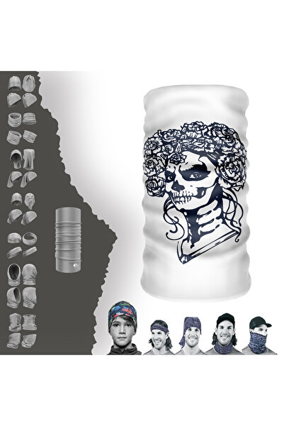 e-Taktik Ženska bešavna traka za vrat sa uzorkom lubanje, bandana, buff, baf