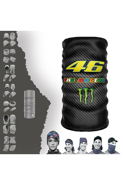 e-Taktik Extreme Rossi 46 The Doctor Monster Motorcycle Helmet Mask Neck Collar Buff Baf Bandana Beanie