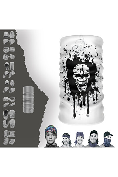 e-Taktik Kuru Kafa Desenli Dikişsiz Tüp Boyunluk Bandana Buff Baf