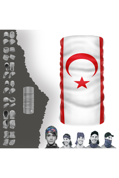 e-Taktik Багатофункціональна бандана з прапором Північного Кіпру, захищає від ультрафіолету, резинка для волосся