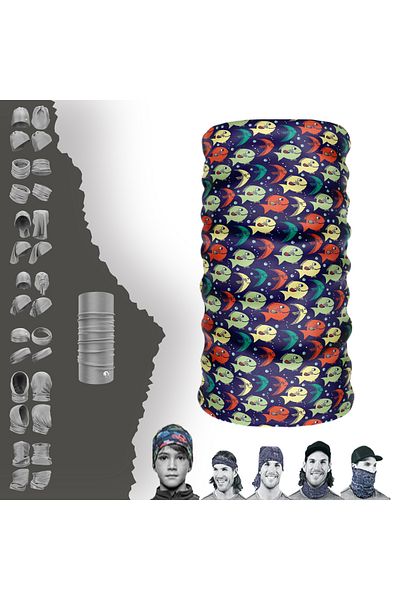 e-Taktik The Fish Buff Seamless Tube Neck Collar Bandana Balaklava