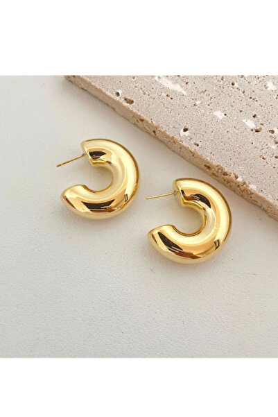 MioArt KADIN GOLD C Bombeli Hafif Halka Küpe