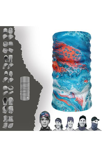 e-Taktik Ebru Art Themed Seamless Tube Neck Collar Buff Buff Bandana Hair Band