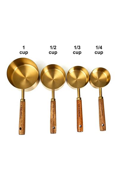 RKY SERENITY 4 Size Measuring Spoon Set with Wooden Handle and Stainless Steel Scale