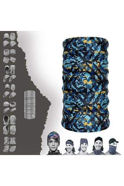 e-Taktik Digital Desing Blue Extreme Seamless Sports Blue Neck Collar Bandana Buff Paphos Hair Band