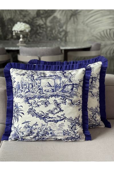 Skhome Husă de pernă decorativă cu franjuri pentru țărănești cu două fețe 1 bucată 43x43 (SK-K10)