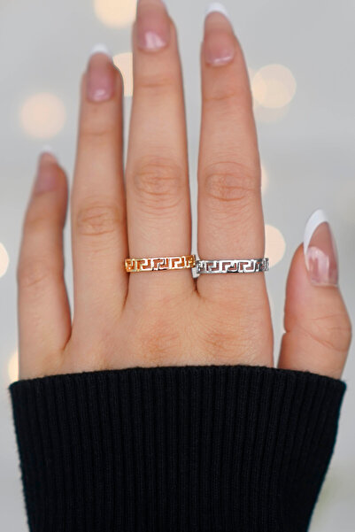 TREND COLLECTİON Ayarlanabilir 2 Adet Gold-Gümüş Kadın Yüzük