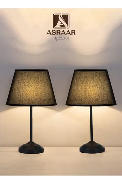 Asraar Modern Table Lamp – 55cm, Soft Glow, 75W Bulb, Sleek Black Metal Accent for Any Room