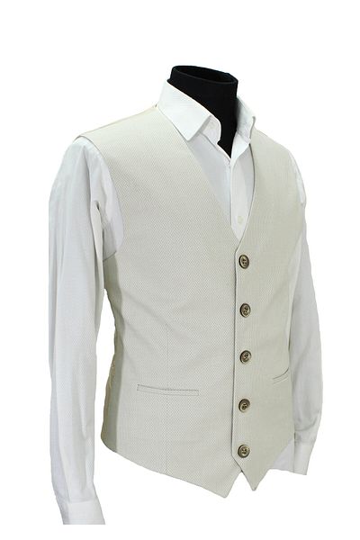 MENTOR REGALO Men's Vest V-Collar Cream Patterned 160718