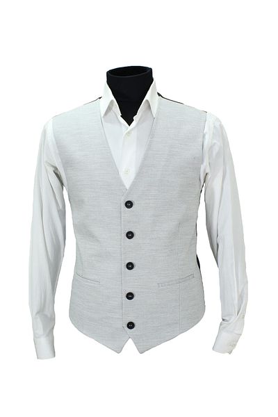 MENTOR REGALO V-Neck Sailing - Regular Fit Light Gray Dobby 480583