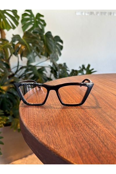 funeyes Cleopatra Cat Eye Slanted Black Sunglasses 55- 20-143