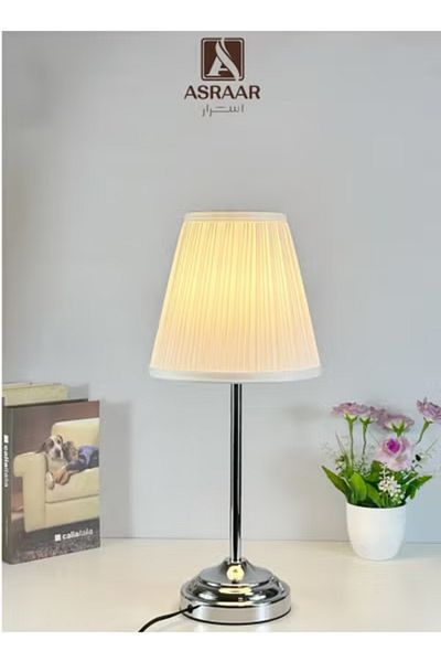 Asraar Nickel Plated Table Lamp – 55cm, Soft Light, 75W Bulb, Modern Accent for Any Room – Silver