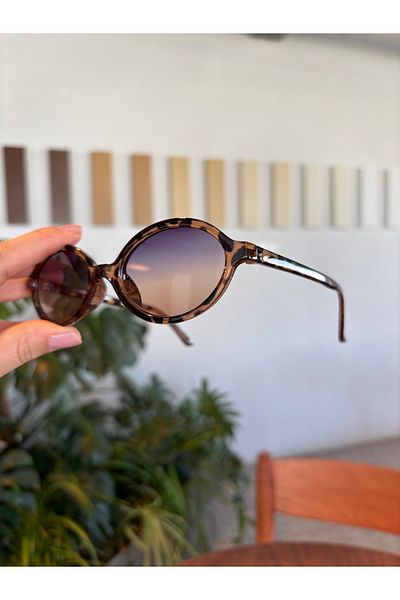 funeyes Miux Leopard Frame Gradient Glass Trend Oval Sunglasses