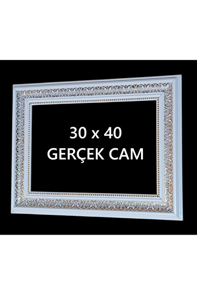 aylahobisanat 30x40  Poster Resim Evrak Çerçevesi  Gerçek Cam Beyaz gold işle...