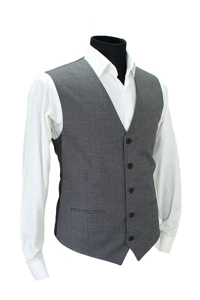 MENTOR REGALO V-Neck Vest Regular Fit Gray Chain Pattern 480603