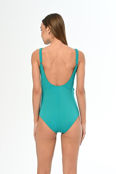 AQUAVİVA Aquaviva Women's Water Green Veronica Belt Detailed Swimsuit