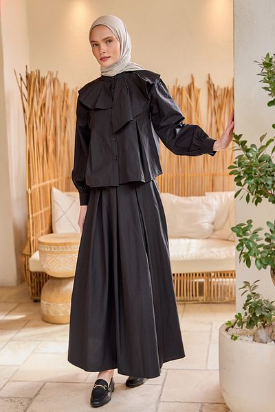 LOCCO Women's Skirt Poplin Suit - Black