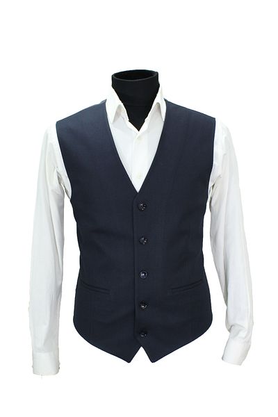MENTOR REGALO Men's Vest V-Collar Navy Blue Doubble Pattern 160697
