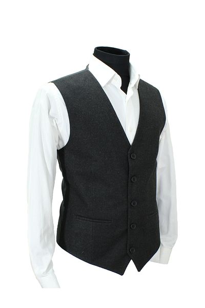 MENTOR REGALO Men's Vest V-Collar Smoked Wool with Grey 160582