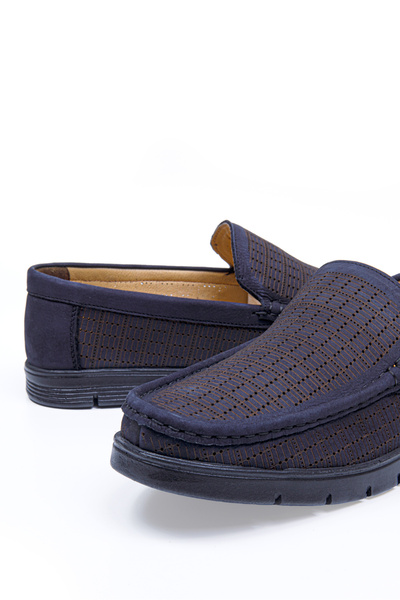 Vantaggio Men's Comfort Casual Shoes - Robin Navy Blue Nubuck Lined 100% Genuine Leather