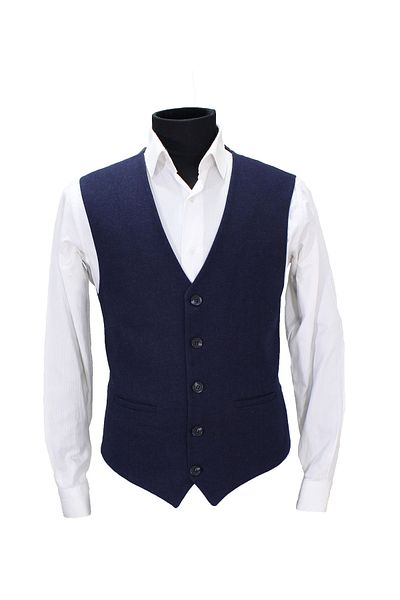 MENTOR REGALO Men's Vest V-Collar Navy Blue Wool Fabric 160358