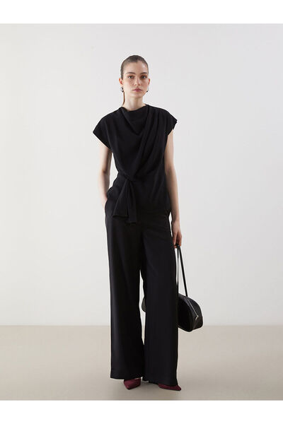 LC Waikiki Γυναικεία μπλούζα με γιακά Özmarka Νέα Σεζόν Ρευστή εφαρμογή