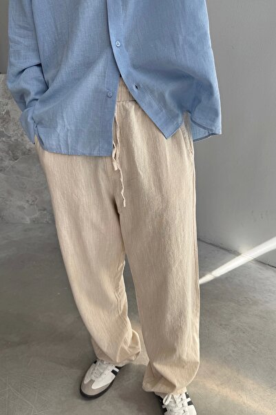 yung Bej Baggy Keten Pantolon
