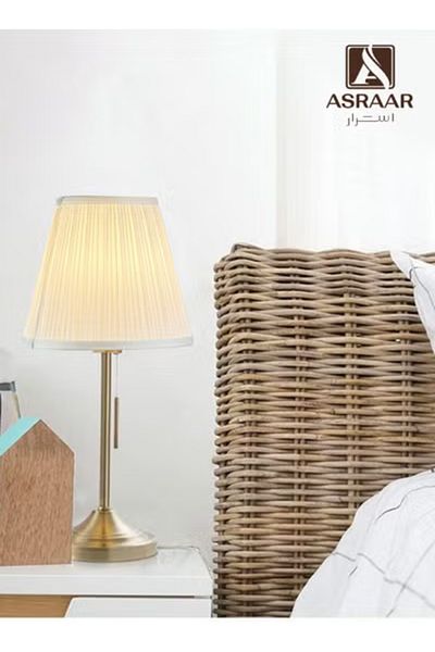 Asraar Stylish Gold Table Lamp – 55cm, Warm Light, 75W Bulb, Durable Nightstand or Desk Accent