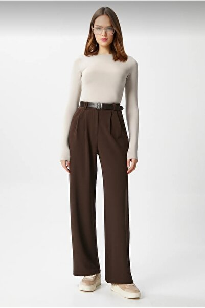 Safgiyim44 Kadın Rena Kemerli Likralı Plazzo Pantalon