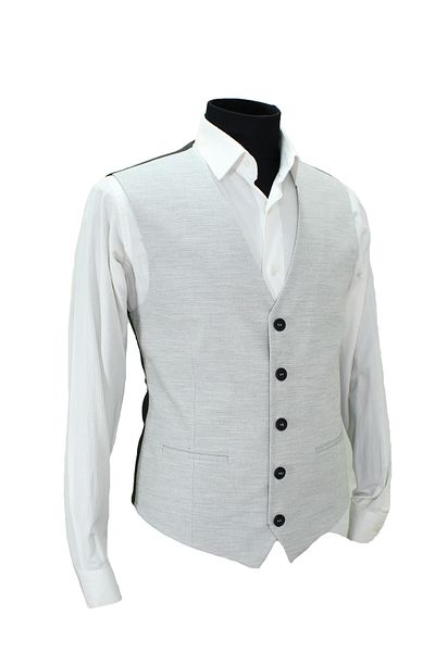 MENTOR REGALO V-Neck Sailing - Regular Fit Light Gray Dobby 480583