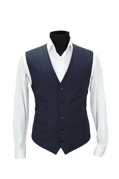 MENTOR REGALO Men's Vest V-Neck Navy Blue Plaid Armour 160698
