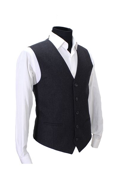 MENTOR REGALO Men's Vest V-Collar Dark Gray Wool Fabric 160510